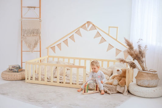 Hausbett, Bodenbett, Kinderbett, Montessori Babybett - besondereshoch2