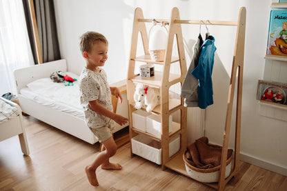 Kindergarderobe mit Ablage, Montessori Möbel, Kleiderschrank